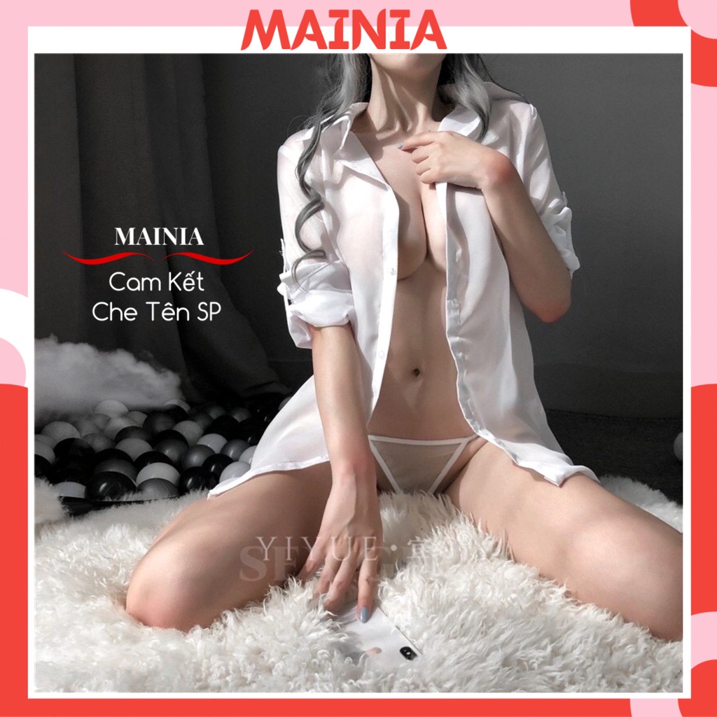 [Tặng Chíp] Áo Ngủ Sơ Mi Voan Xuyên Thấu Sexy Gợi Cảm Đầm Ngủ Trắng Cao Cấp Mainia Official Shop