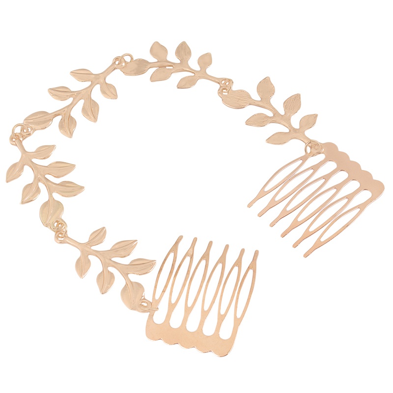 Golden Wedding Daily Hair Accessories Leaf Hairband Crystal Plug Comb
