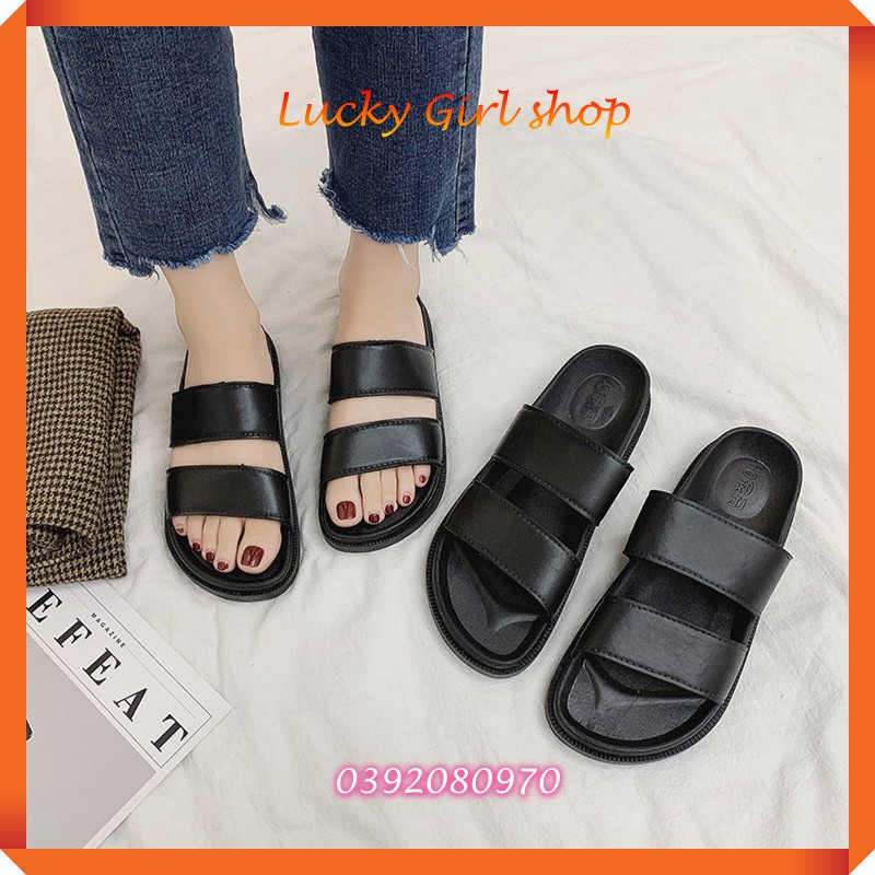 Dép Nữ Quai Ngang PU Đúc Nguyên Khối Cao 2.5cm Size 37-39 - Hàng Việt Nam - Lucky Girl shop