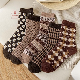 Set 5 vớ nữ thổ cẩm cổ điển tất nam nữ dày dặn
