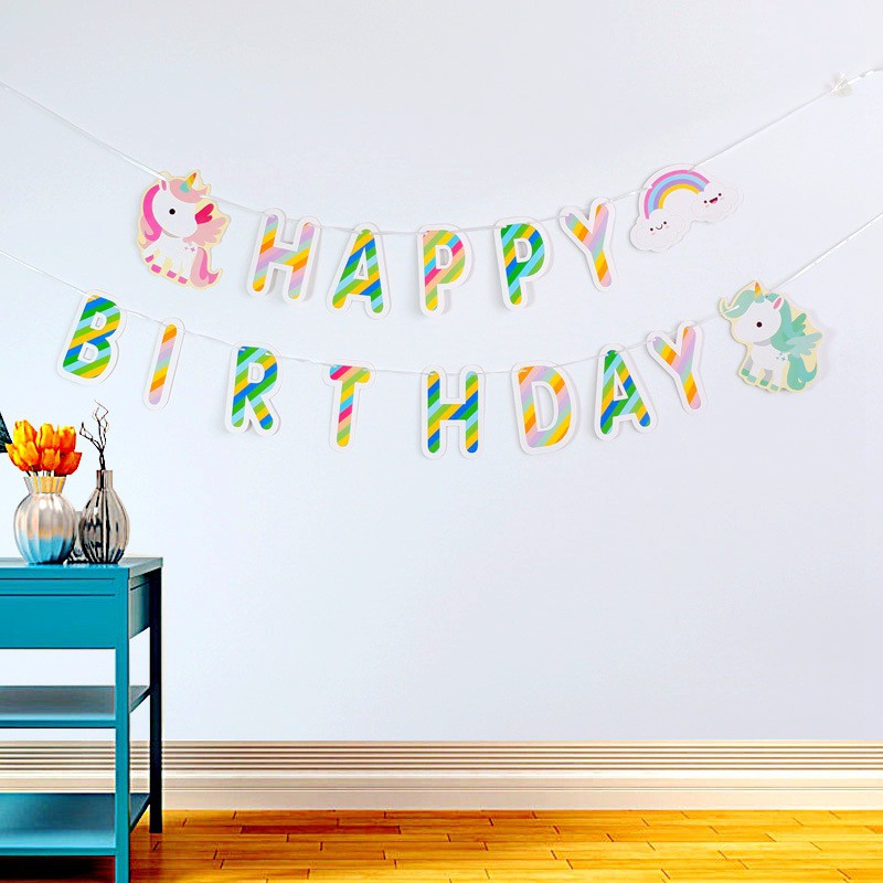 Dây chữ happy birthday bằng giấy, trang trí sinh nhật