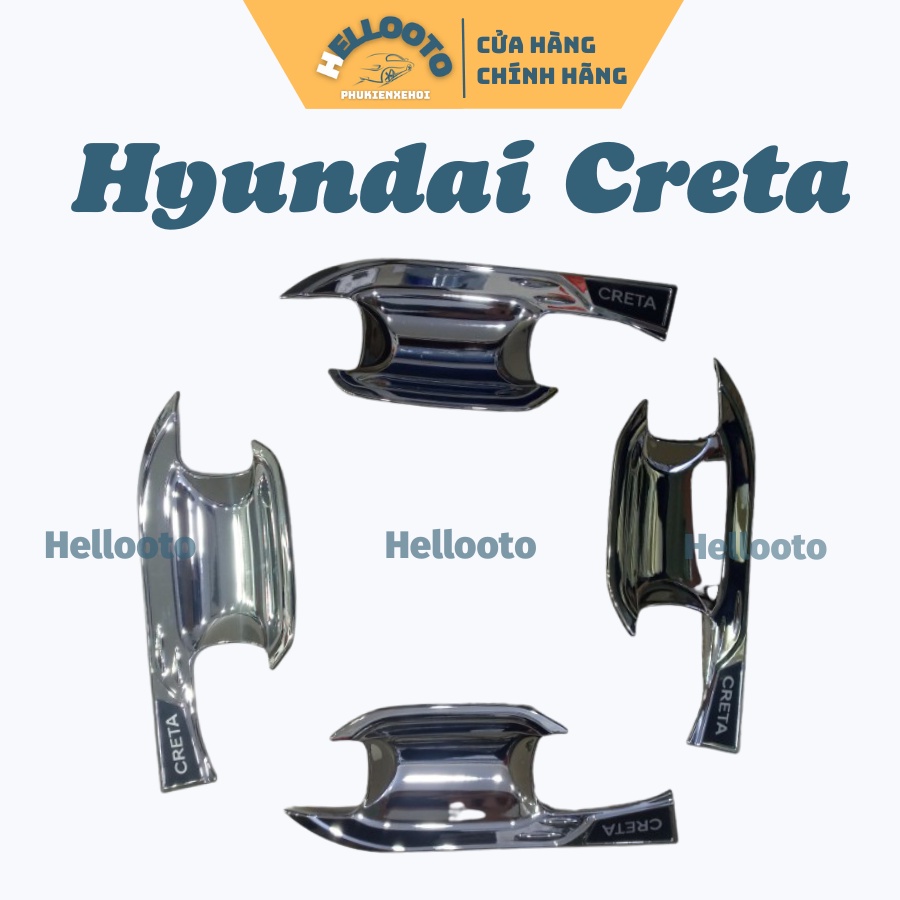 Bộ 4 ốp hõm cửa xe Creta 2022 2022 Mạ Crom Cao Cấp Chống xước tay cửa làm đẹp cho xe