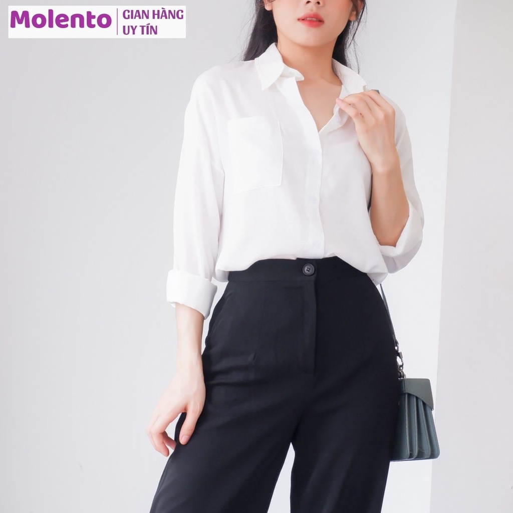 Áo sơ mi nữ công sở tay dài Molento áo sơ mi form rộng chất đũi tơ thoáng mát mix đồ cực xinh - M95 | BigBuy360 - bigbuy360.vn