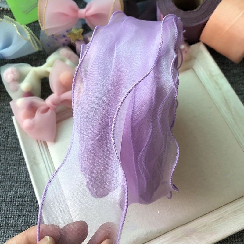 Cuộn Dây Ruy Băng Vải Lụa Organza 5.5Cm Dùng Làm Phụ Kiện Trang Trí Tóc