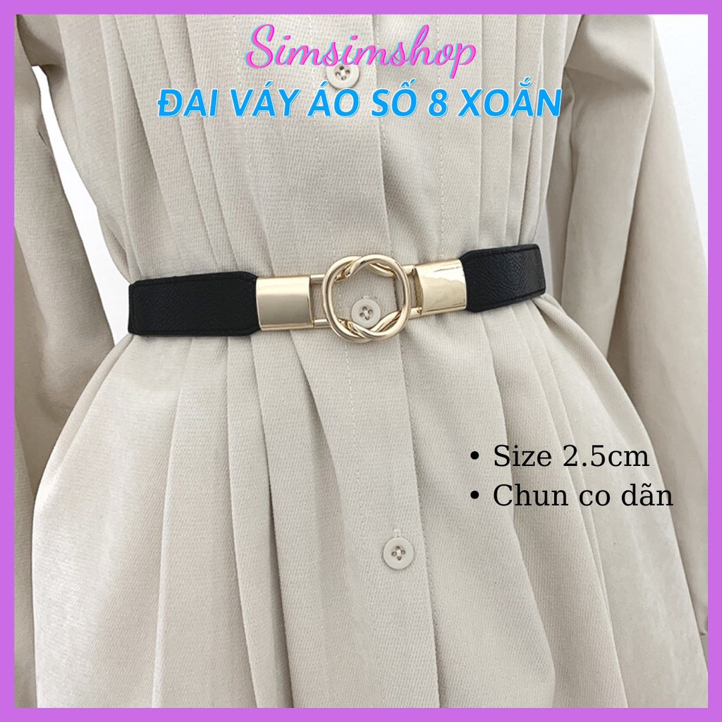 Đai váy áo vest sơ mi 2.5cm simsimvintage ĐV002 Mặt vàng xoắn dây nịt váy đầm sơ mi nữ chun co dãn sang chảnh