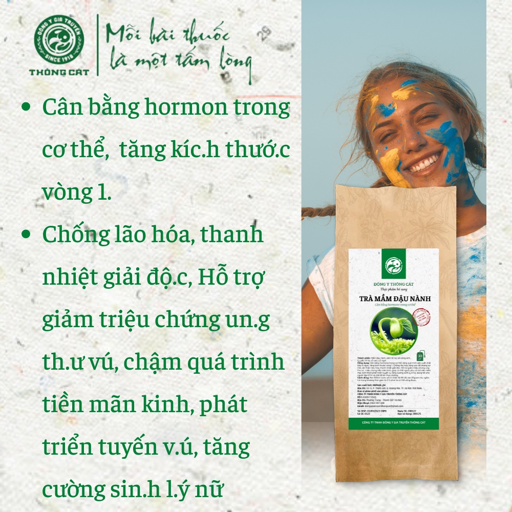 Trà giúp tăng vòng 1 sản sinh collagen, tăng nội tiết tố, đẹp da, chống lão hóa - Trà Mầm Đậu Nành, Sâm Tố Nữ Thông Cát