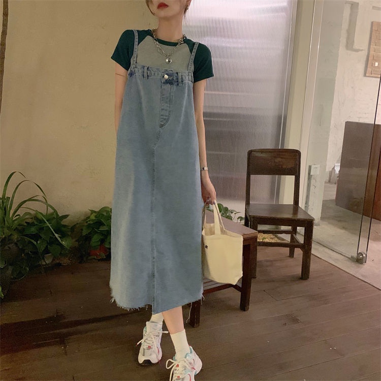Đầm Yếm Denim Dáng Rộng Thời Trang Mùa Hè Dành Cho Nữ