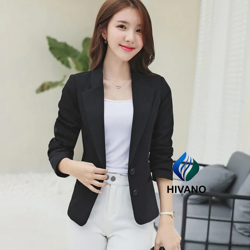 Áo vest nữ công sở Blazer 2 lớp tay dài cao cấp HIVA form chuẩn mặc cực tôn dáng có độn vai và túi thật hai bên