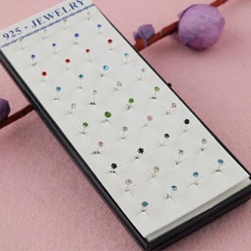 Set 20 Đôi Khuyên Tai ĐíNh Kim Cương Giả NhiềU MàU SắC 2mm ThờI Trang Cho Nữ