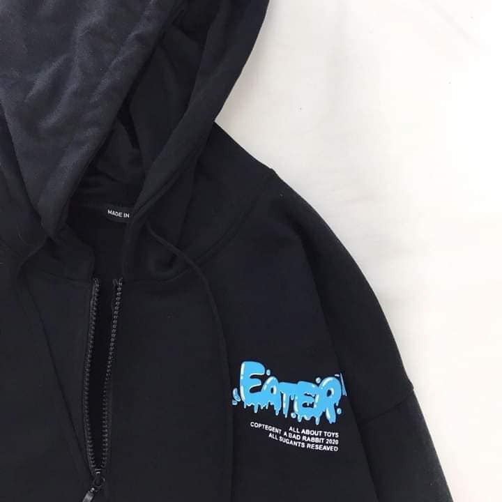 Áo khoác hoodie zip dây kéo thỏ Hamburger unisex