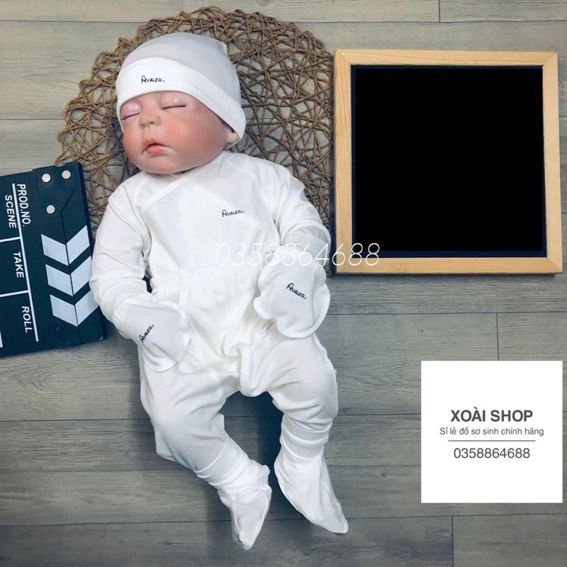 Avaler - set sơ sinh sợi tre (1 bộ, 1 mũ và 1 đôi btbc)