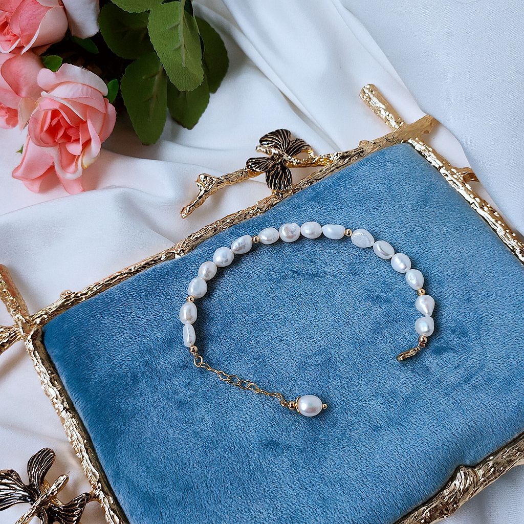 Vòng đeo tay Nữ Mạ 18K Baroque Thiết kế ban đầu Trắng Nữ tính Làm bằng tay đẹp VT-110