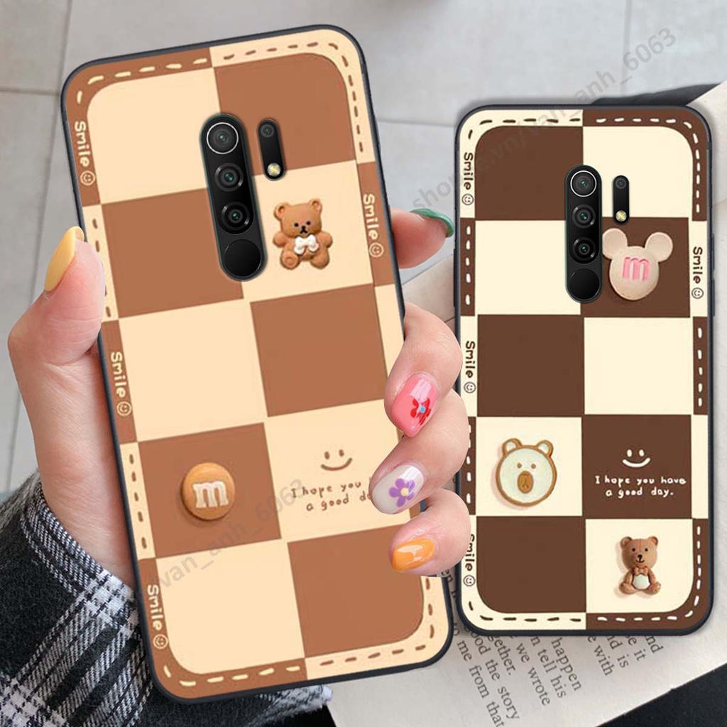 Ốp lưng Xiaomi Redmi 9 hình gấu, kẹo dễ thương cute