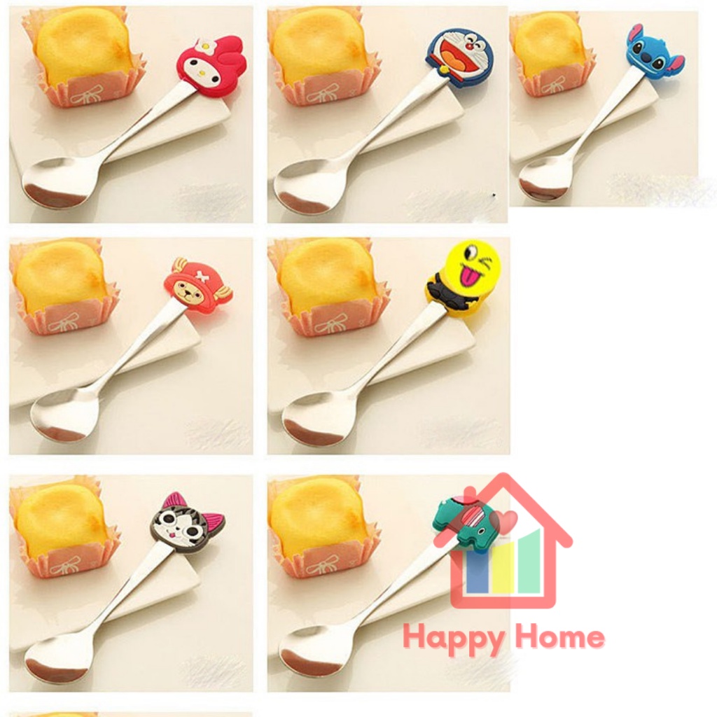Thìa inox nhiều hình thú dễ thương chất liệu inox bền đẹp , an toàn tạo sự thích thú cho bé khi ăn uống Happy Home