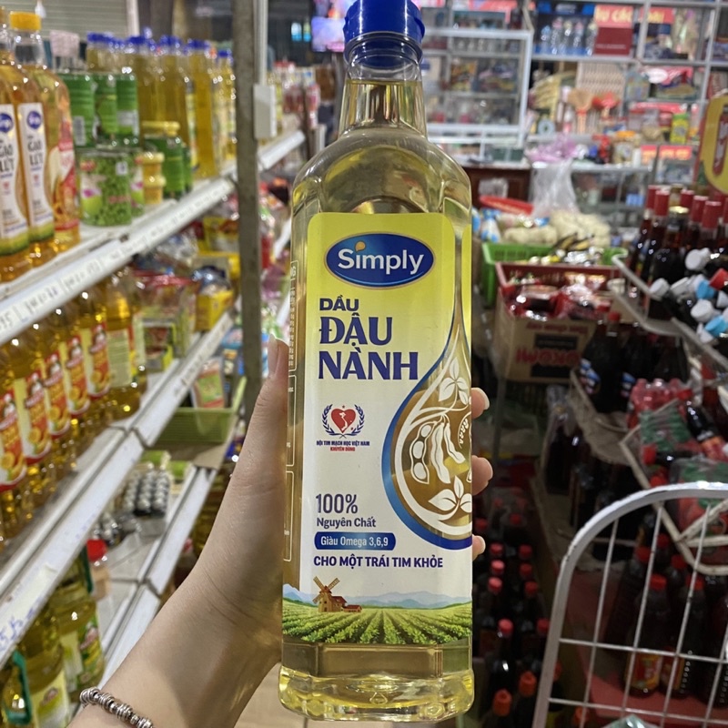 Dầu ăn Simply 1L dầu đậu nành nguyên chất