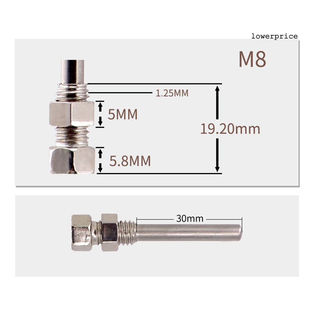 Dây Đo Cảm Biến Nhiệt Độ Đầu Dò 30mm Dây M8 Cặp Nhiệt Điện Loại K 1/2/3/4/5m