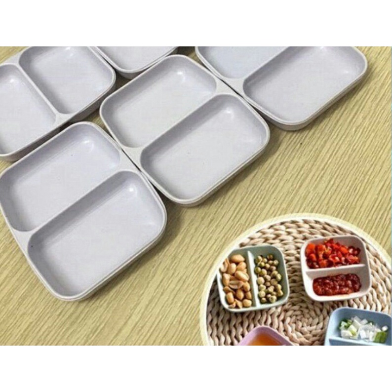Đĩa Chấm Phíp 2 Ngăn mini Nhỏ Gọn Tiện Lợi