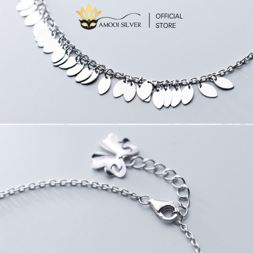 Lắc Chân Bạc Cao Cấp S925 Phối Mặt Hình Lá Đơn Giản - Amooi Silver AC01