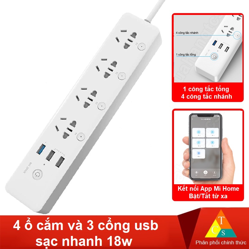 Ổ Cắm Điện Thông Minh Xiaomi Gosund CP5 Wifi 3 USB, kết nối App