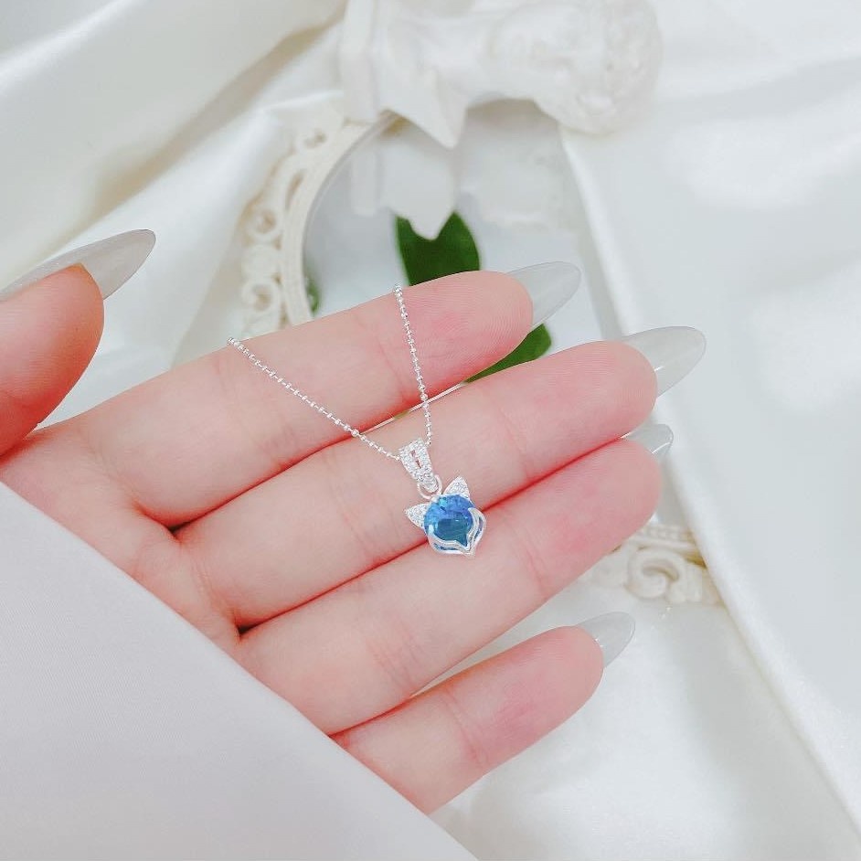 Dây chuyền bạc nữ mặt hồ ly đính đá màu - Trang sức bạc Evasilver