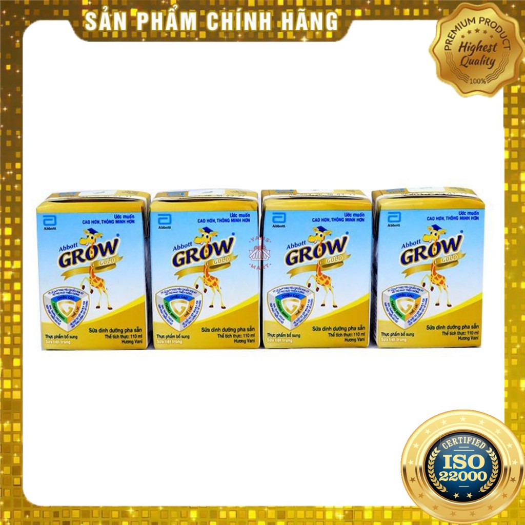 [ Yams Mart ] Sữa Dinh Dưỡng Pha Sẵn Abbott Grow Gold Hương Vani 110ML (Lốc 4 Hộp)