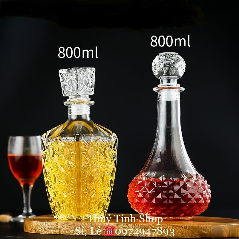 COMBO 2 Bình,Chai Đựng Rượu Thuỷ Tinh Đẹp Cao Cấp 750ml. Số 4-7