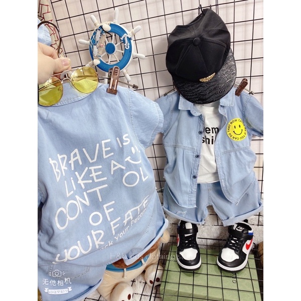 Set bộ bé trai❤️Set áo sơ mi kèm quần cho bé trai