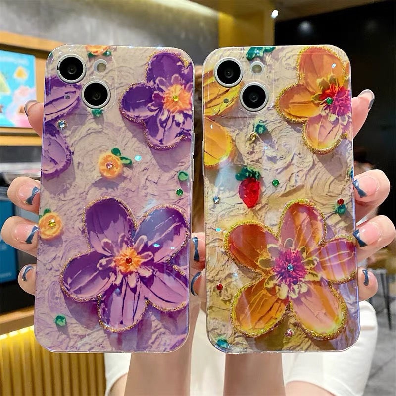 Ốp Điện Thoại Silicon Hình Hoa Cho iPhone13 iPhone 12 11promax xs 8plus xr7