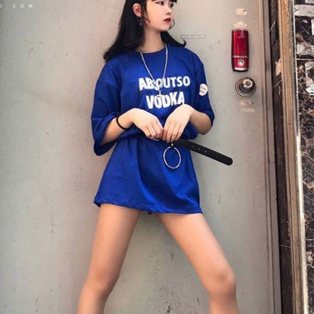 Áo phông nữ có size dáng rộng tay lỡ vanmiushop in hai mặt