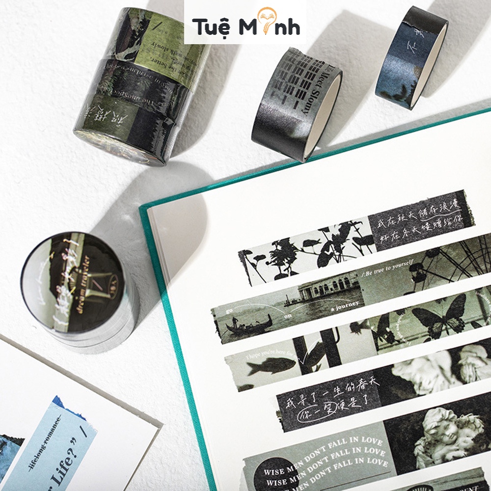 Bộ 3 washi tape Postcard đời sống thiên nhiên WA10 hình trải nghiệm du lịch phong cảnh nhiều gam màu