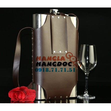 Bình đựng rượu inox CCCP 3.8L (128oz), hàng dày dặn, bao da hở 4 góc độc đáo, tặng kèm phễu