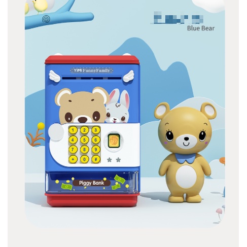 [Hàng Sẵn] Két S.ắt Đựng Tiền Cho Bé Đồ Chơi Thông Minh Mô Phỏng như trụ ATM rút tiền tự động bằng dấu vân tay.