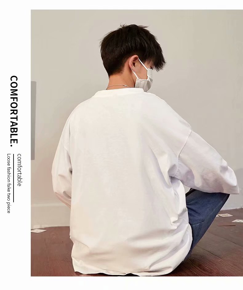 Áo Thun Nam Tay Dài Dáng Rộng Phong Cách Nhật Bản Thời Trang 3 Màu Size M-5XL