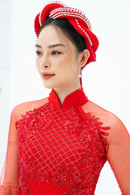 Mấn cô dâu mấn áo dài đính hạt