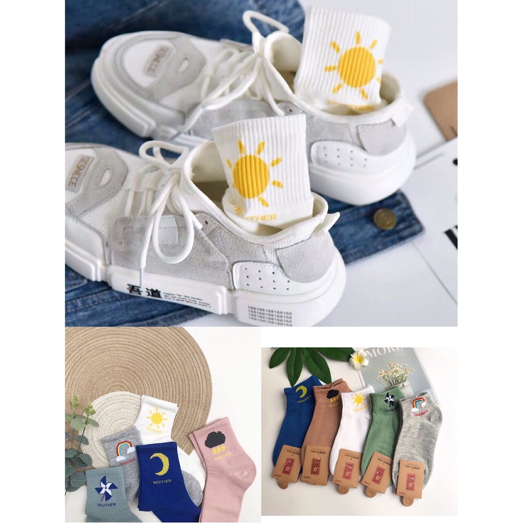 VỚ TẤT NAM NỮ UNISEX CỔ NGẮN HOẠT HỌA THỜI TIẾT MẪU MỚI SIÊU HOT