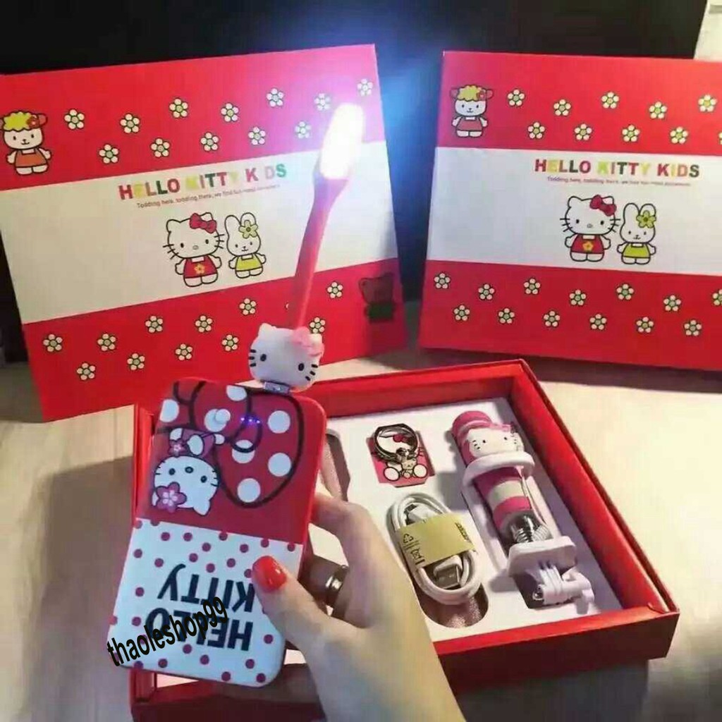 BỘ COMBO SẠC DỰ PHÒNG 5 MÓN ĐÁNG YÊU HÌNH DOREMON – HELLO KITTY