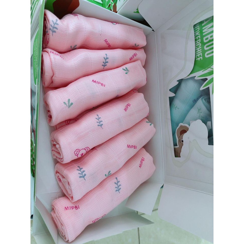 [MIPBI] SET 6 KHĂN SỮA SỢI TRE CAO CẤP 3 LỚP