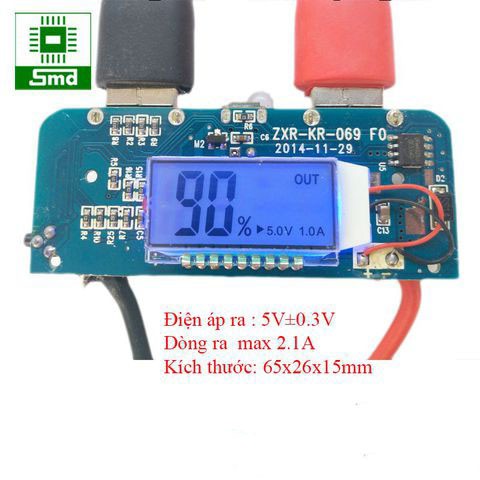 Mạch sạc dự phòng 2 cổng USB sử dụng pin li ion 18650 dòng 2A sạc nhanh cho điện thoại V3 (LCD hiển thị số)