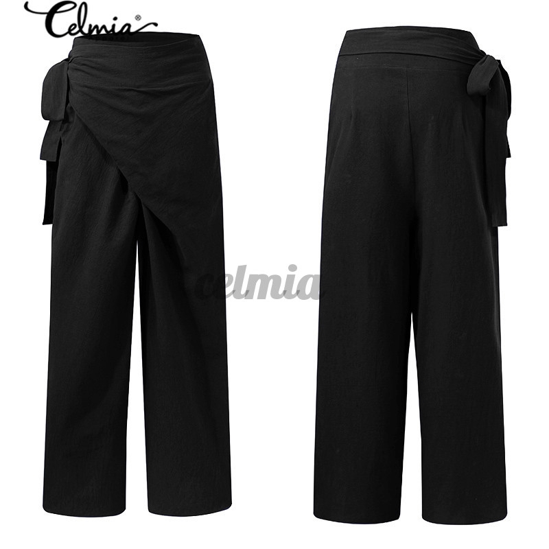 Quần Dài Celmia Bằng Linen Dáng Rộng Cạp Cao Thời Trang Thường Ngày Đơn Giản Dành Cho Nữ | BigBuy360 - bigbuy360.vn