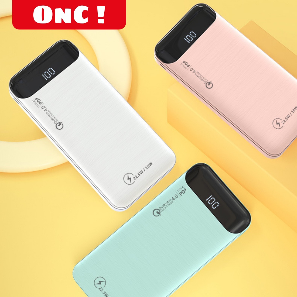 Sạc dự phòng 20000mAh, Sạc nhanh gấp 3 lần sạc thường PD - QC 3.0 18W  Hiển thị %Pin