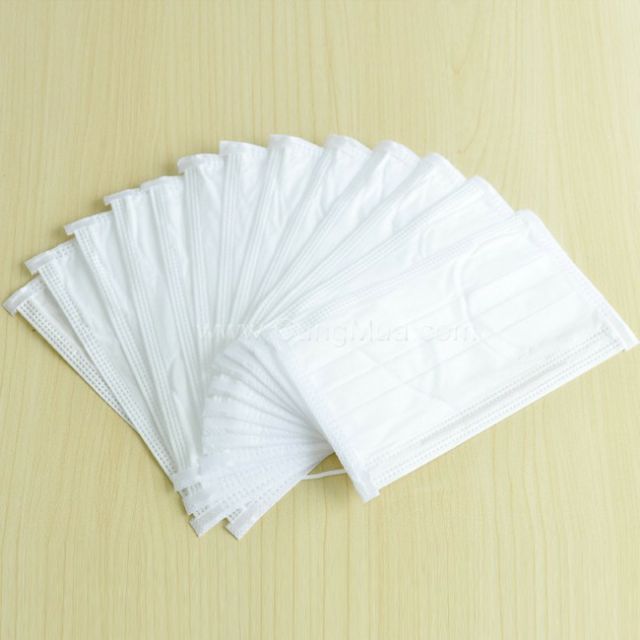 Khẩu t rang y t ế 3 lớp màu trắng -set 10 cái