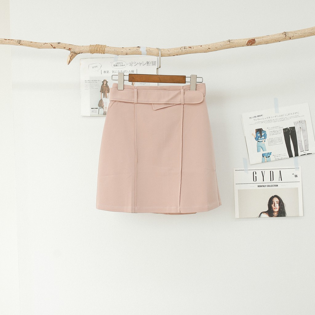 Chân Váy Chữ A MOMOCO Chất Vải Kaki Giữ Form Thiết Kế Đai To Xếp Ly Cá Tính - M1531