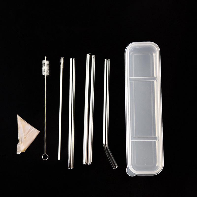 Set ống hút thủy tinh trong suốt kèm cọ vệ sinh 6 món tiện lợi