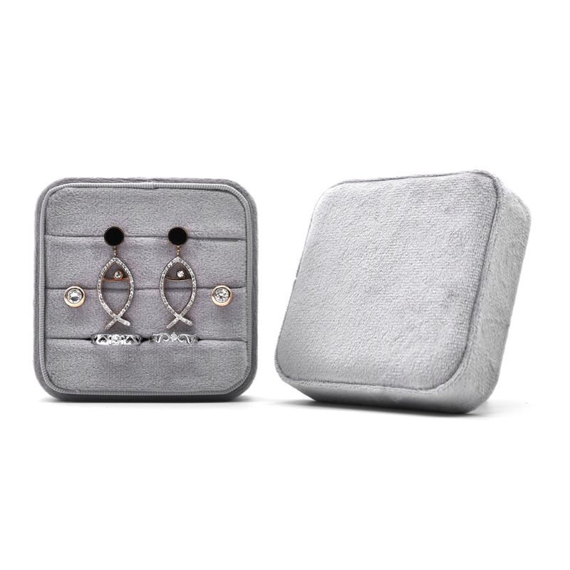 Flgo Hộp Đựng Trang Sức Cưới Hình Vuông Bằng Nhung Đính Kim Cương Giả Dành Cho Bạn Nữ