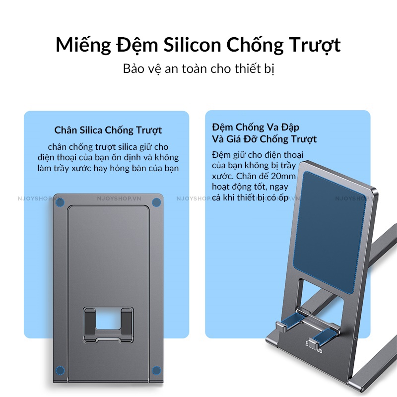 Giá Đỡ Điện Thoại Máy Tính Bảng Gấp Gọn Baseus Chất Liệu Hợp Kim Nhôm Xoay 360 Độ Njoyshop