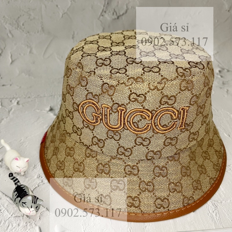Nón bucket GG thêu chữ nâu thời trang cá tính nam nữ hottrend