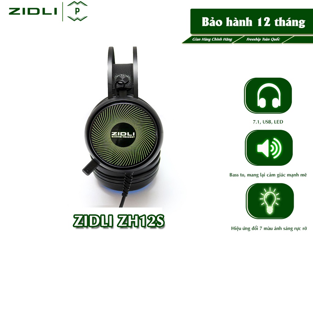 Tai nghe Gaming ZIDLI ZH12S (7.1, USB, LED) - A/ Mic ngắn - Hàng Chính Hãng