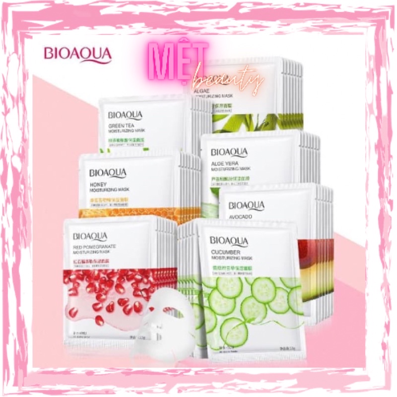 Mặt nạ cao cấp nội địa trung bioqua cấp ẩm, ngừa mụn, mềm mịn, làm trắng da, lựu, nha đam, trà xanh.