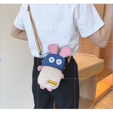 Túi Đeo Chéo Mini Bằng Vải Bố Họa Tiết Hoạt Hình Dễ Thương Thời Trang Cho Nữ