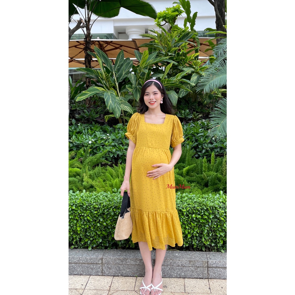 Đầm maxi voan bi nơ sau tiêu thư